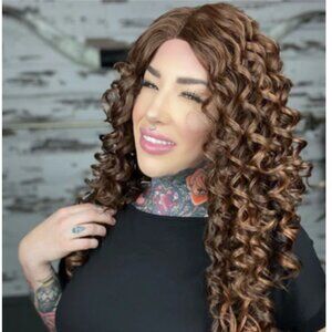 Brown Deep Curly Lace Front Wig - Natural Brown Hairstyle